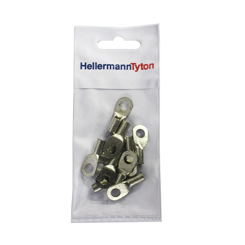 HellermannTyton Standard Cable Lugs HTB106 10mm Cable Size 6mm Stud - 10 Pack