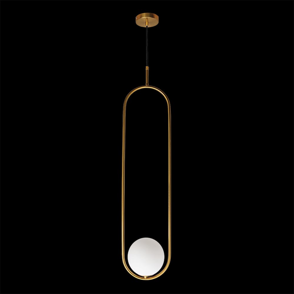 K. Light Elongated Oval Glass Pendant - Gold