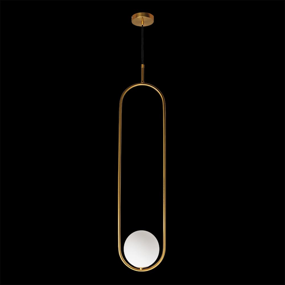 K. Light Elongated Oval Glass Pendant - Gold