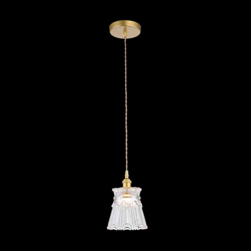 K. Light Vintage Cut Glass Pendant E14 40W - Satin Gold