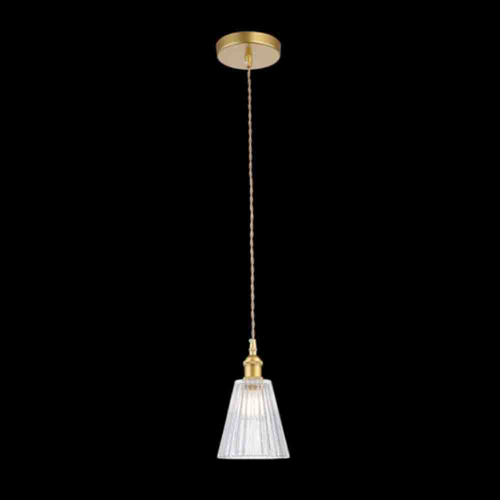 K. Light Vintage Cut Glass Pendant E14 40W - Satin Gold