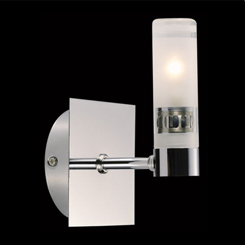 K. Light Vertical Glass Wall Light - Satin Chrome / Frosted