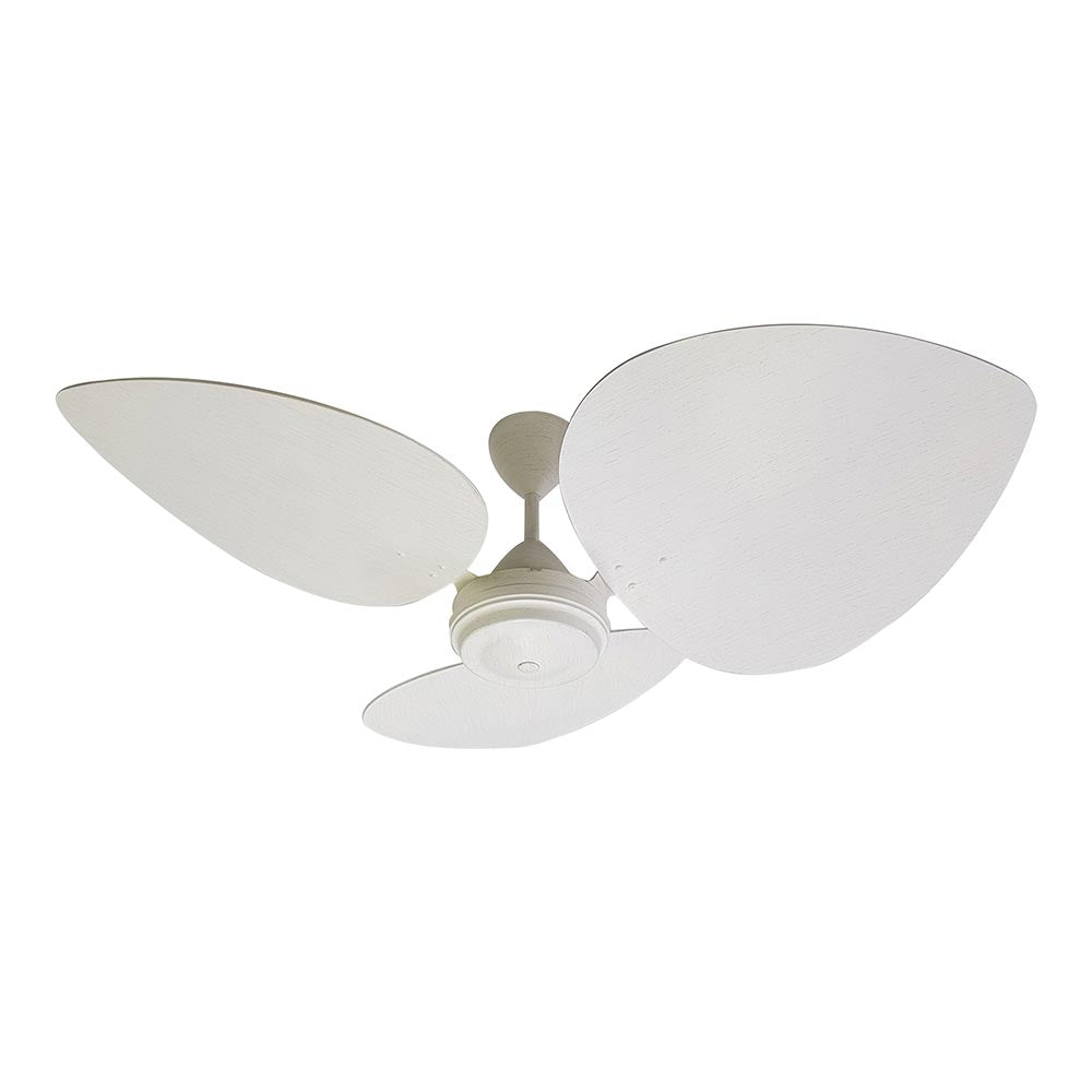 Solent High Breeze 100 3 Blade Ceiling Fan 1400mm - White Palm Leaf Oval