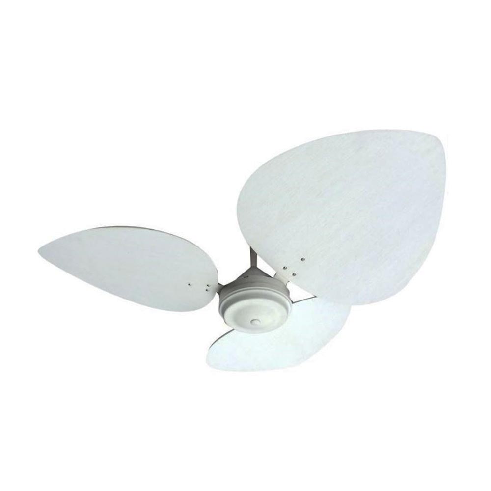 Solent High Breeze 100 3 Blade Ceiling Fan 1200mm - White Palm Leaf Oval