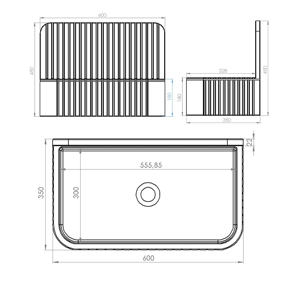 Two Tone Stone Murus Wall-Hung Basin
