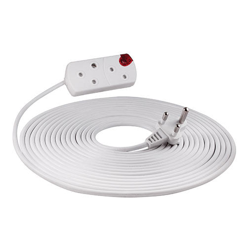 Crabtree Domestic Extension Cord White 2 RSA 10A - 10m