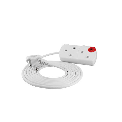 Crabtree Domestic Extension Cord White 2 RSA 16A - 3m