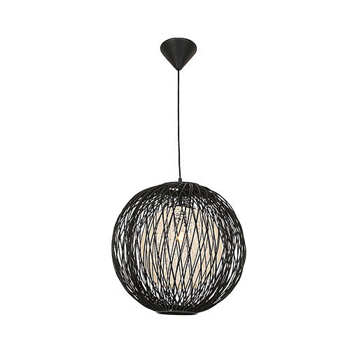 Bright Star Black Outer Bamboo Cover with Natural Inner Twine Pendant