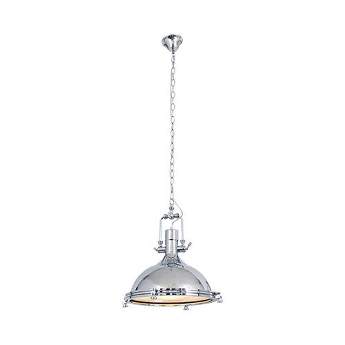Bright Star Polished Steel & Glass 1 Light Pendant