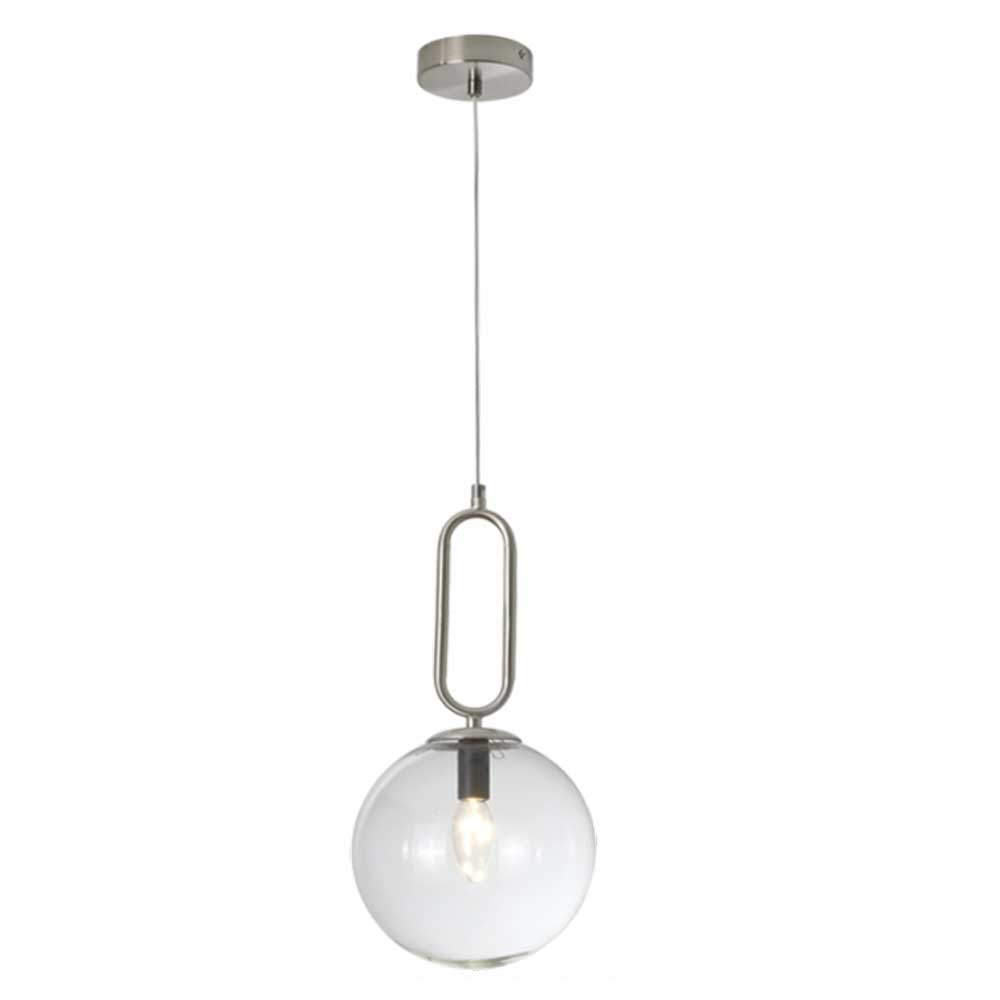 Bright Star Glass Ball Pendant E14 40W - Satin Chrome