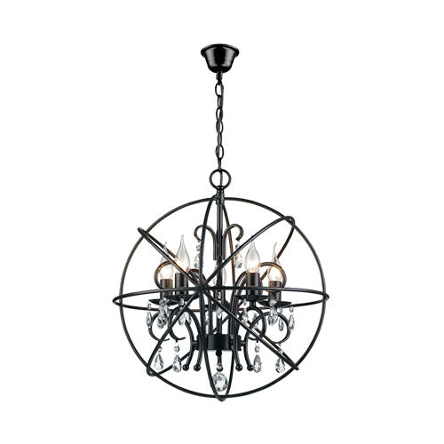 Bright Star 5 Candle Metal Pendant - Black