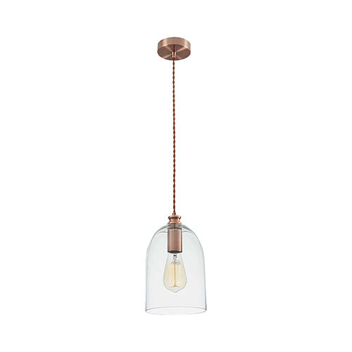 Bright Star Red Bronze Cord Pendant with Clear Glass