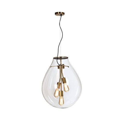 Bright Star Matt Brass Pendant with Clear Glass