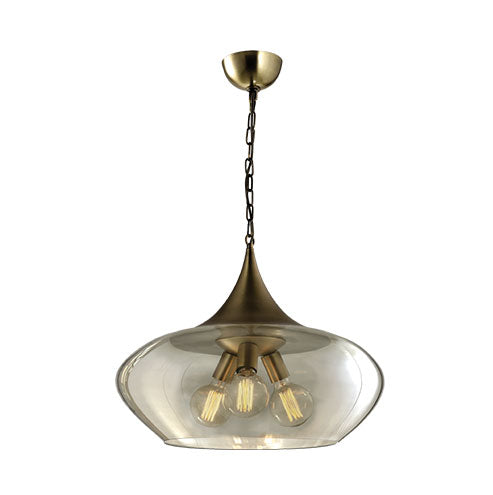 Bright Star Metal Pendant with Cognac Colour Glass