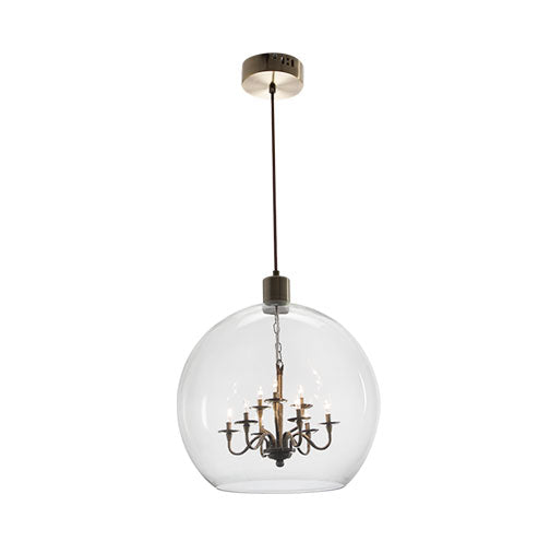 Bright Star Satin Brass Pendant with Clear Glass