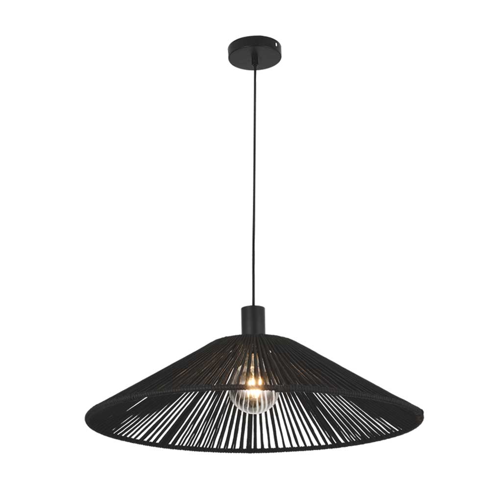 Bright Star Metal and Nylon Rope Pendant E27 40W - Black