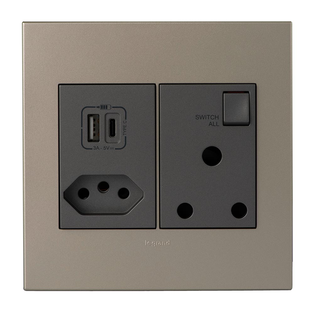 Combination Socket Unit Legrand Arteor USB Combo Socket 4x4 PMONU44WWH | Livecopper