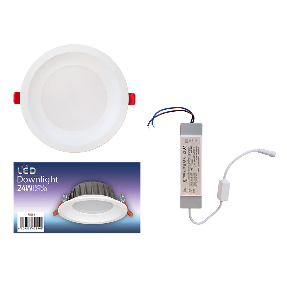 Eurolux LED Triac Recessed Downlight 24W 2400lm CCT 196mm - Ivory White