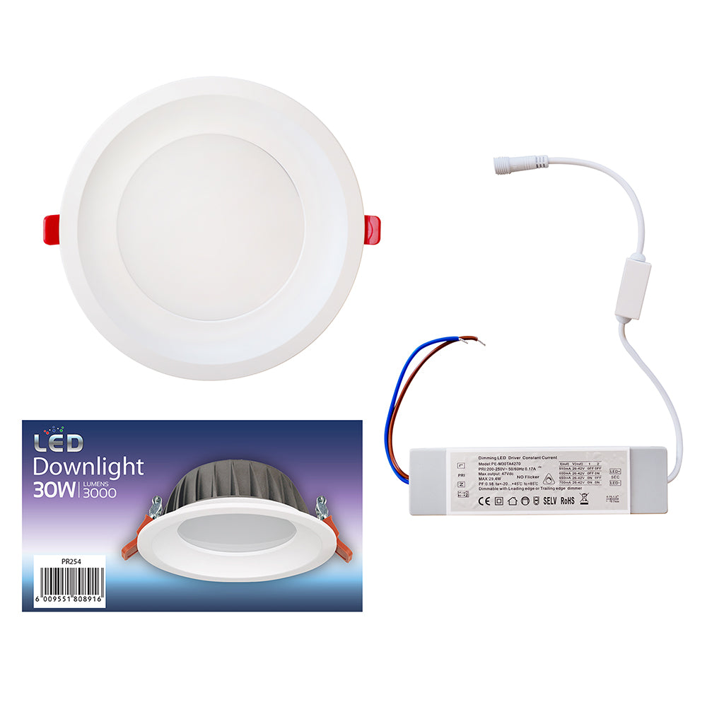 Eurolux LED Triac Recessed Downlight 9W 900lm CCT 230mm - Ivory White