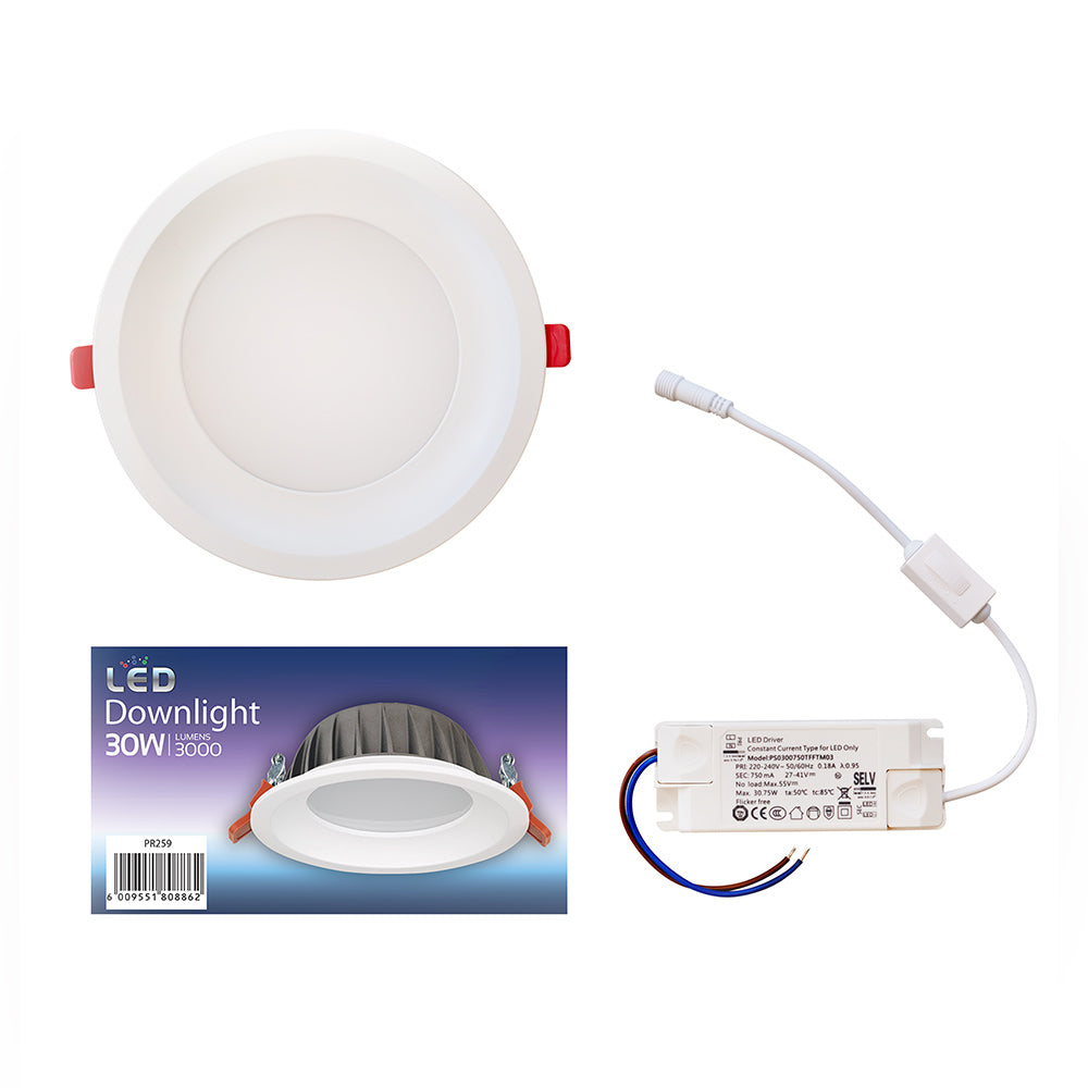 Eurolux LED Recessed Downlight 30W 3000lm CCT 230mm - Ivory White