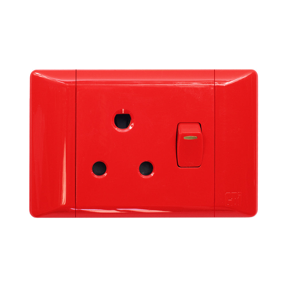 CBi PVC Single Switched Dedicated Horizontal Socket 2x4 - Red