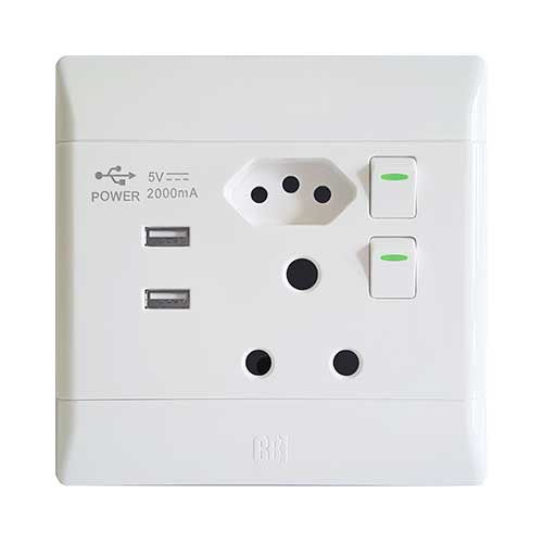 CBi PVC USB Combo Socket 4 x 4 - White