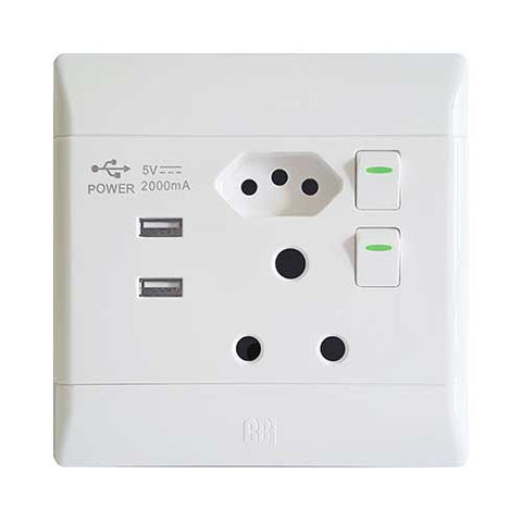 CBi PVC USB Combo Socket 4 x 4