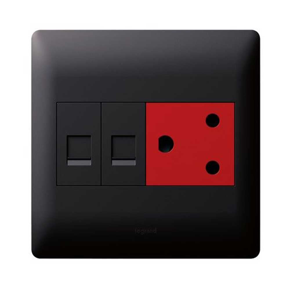 Legrand Ysalis Dedicated Socket + Double Data Socket 4 x 4 - Black