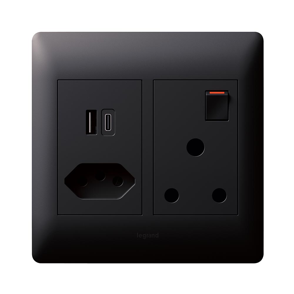 Legrand Ysalis RSA Slimline USB Type-A & Type-C Combo Socket 4 x 4