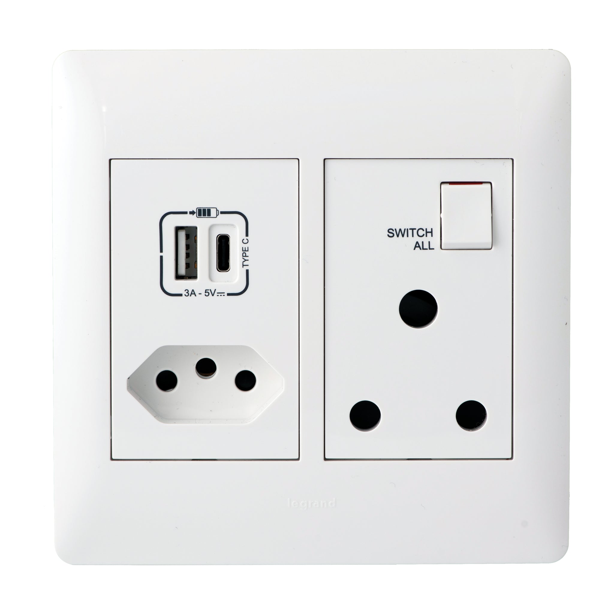 Legrand Ysalis RSA Slimline USB Type-A & Type-C Combo Socket 4 x 4 ...
