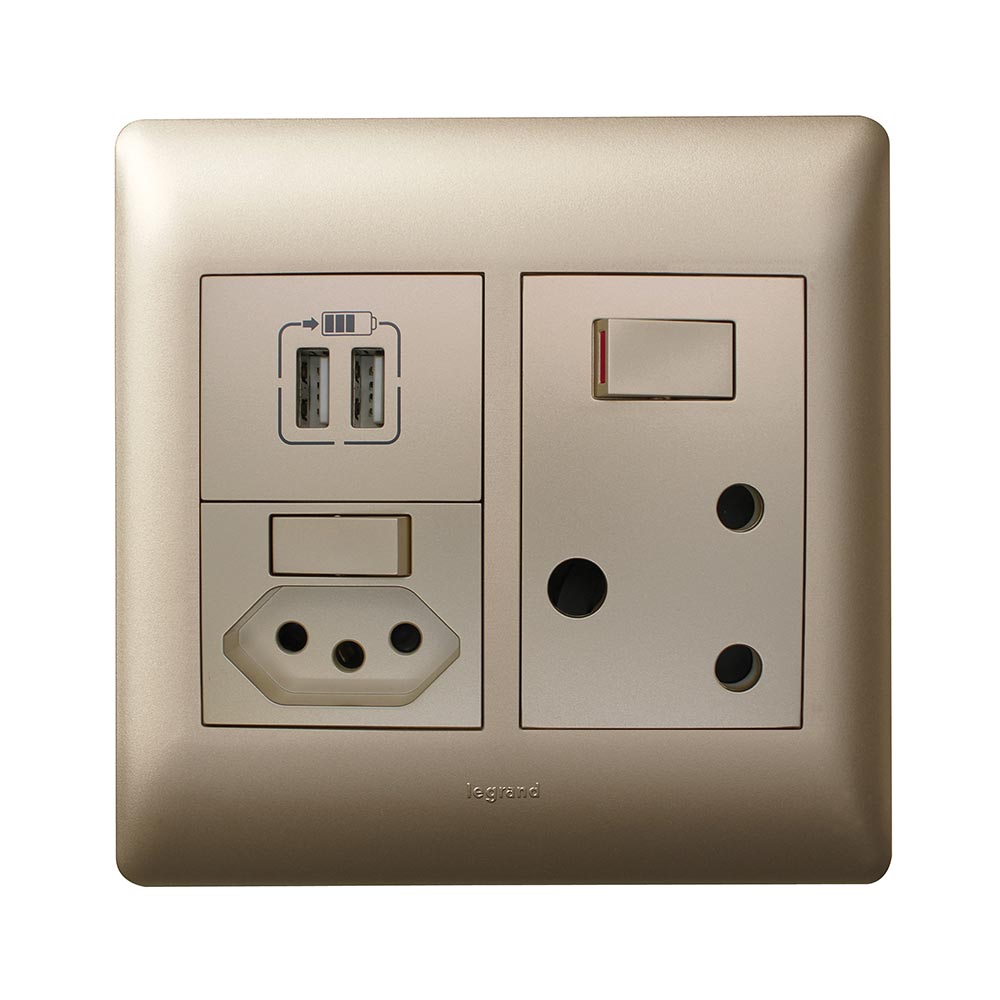 Legrand Ysalis RSA Switched Slimline USB Type-A Combo Socket 4 x 4 ...