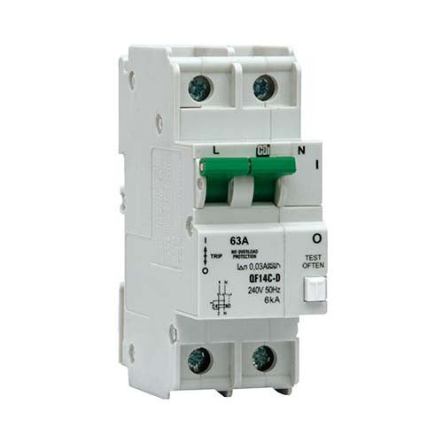 CBi DIN Rail Earth Leakage 1 Pole + N 6kA 63A - QF14CD