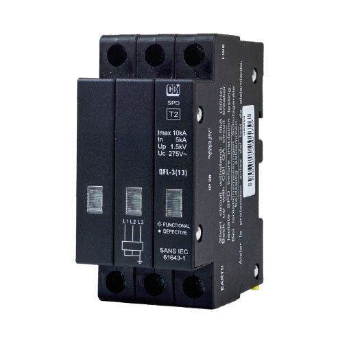 CBi QFL-3(13) Mini Rail Surge Protector with Indication 3P 275V 10kA-Livecopper