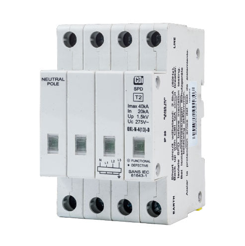 CBi QKLN-4(13)D DIN Rail Surge Protector with Indication 3P+N 275V 40kA