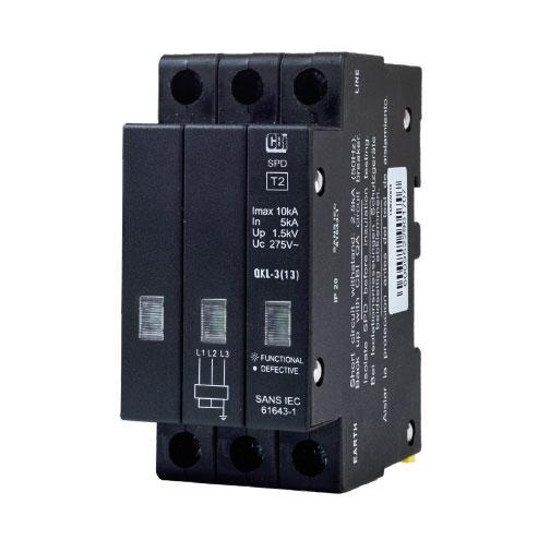 CBi QKL-3(13) Mini Rail Surge Protector with Indication 3P 275V 40kA-Livecopper