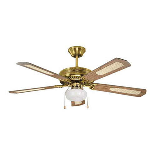 Radiant 4 Blade Ceiling Fan with Light 1240mm - Antique Brass / Rattan