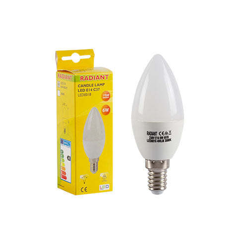 LED Bulb E14 6W 3000K Candle Frosted