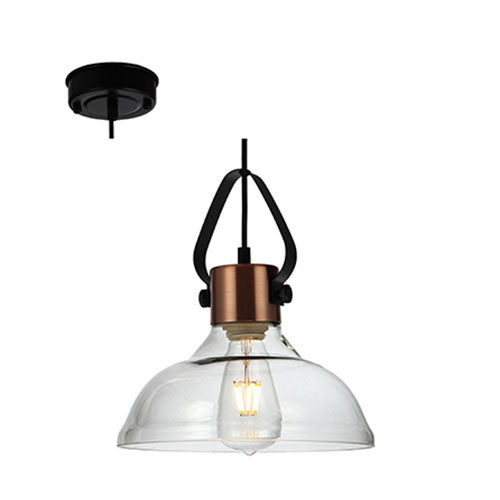 Radiant Medium Metal Dome Pendant with Glass Shade - Amber