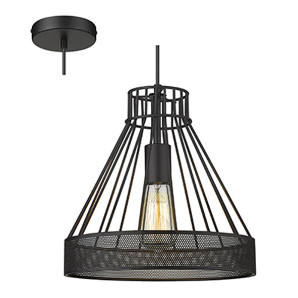 Radiant Metal Caged Ball Pendant - Black