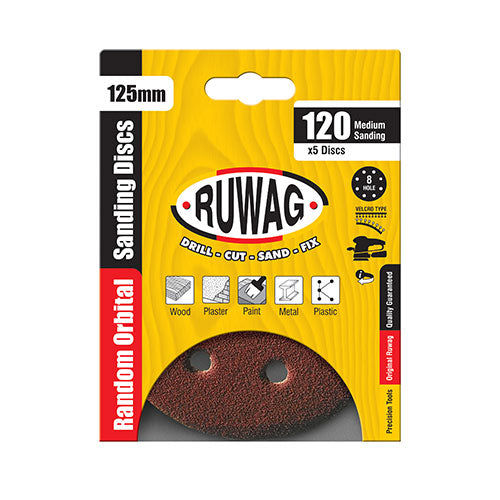 Ruwag P120 Random Orbital Sanding Disc 125mm 5 Pack