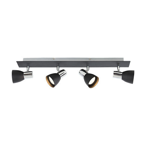 Bright Star Polished Chrome & Matt Black 4 Light Spotlight-Livecopper