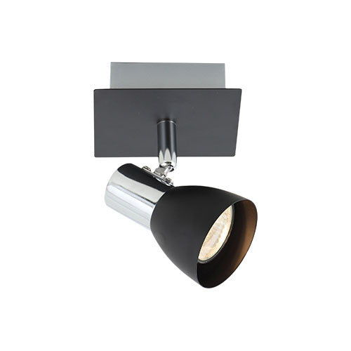 Bright Star Polished Chrome & Matt Black 1 Light Spotlight