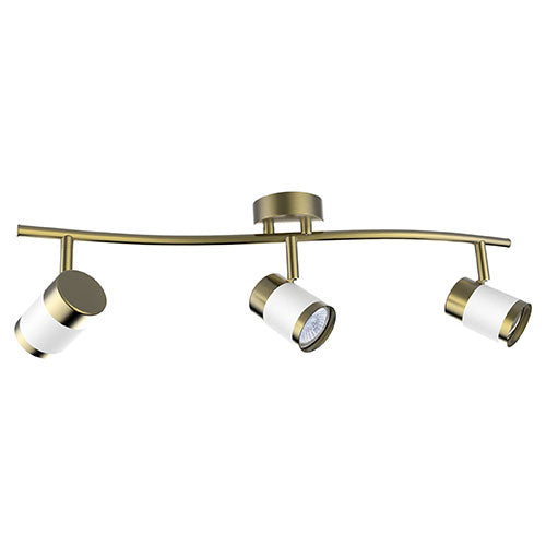 3 Light Cup Style Spotlight - Brass & White