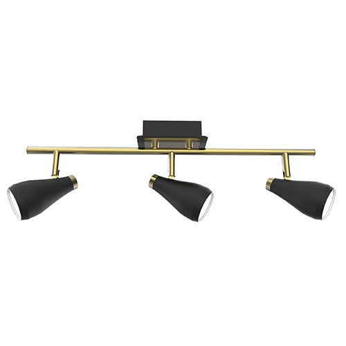 Bright Star 3 Light Raindrop Style Spotlight - Brass / Black