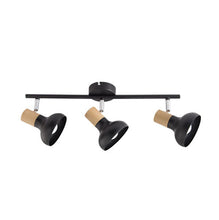 Load image into Gallery viewer, Bright Star Black Metal and Polished Chrome Spotlight with Wood Finish

