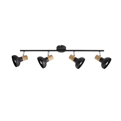 Bright Star Metal Spotlight with Wood Finish - Black / Polished Chrome