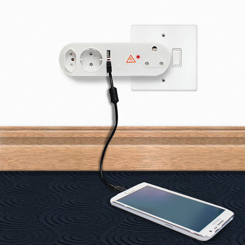 Selectrix Adaptor RSA Slimline Schuko 2 USB with Surge Protector - White