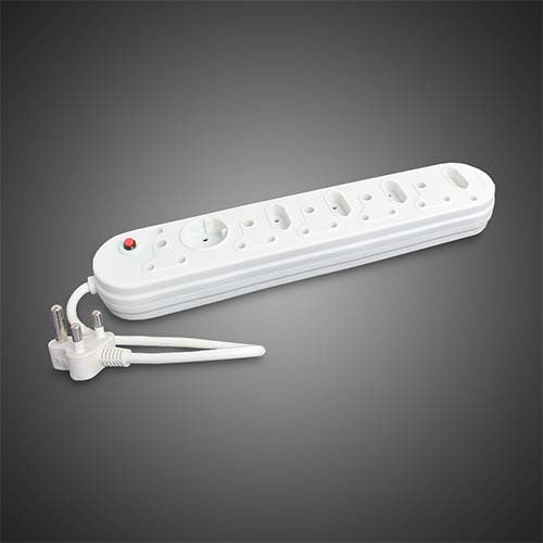 Selectrix Unswitched Multiplug 5 RSA 4 Slimline Schuko - White