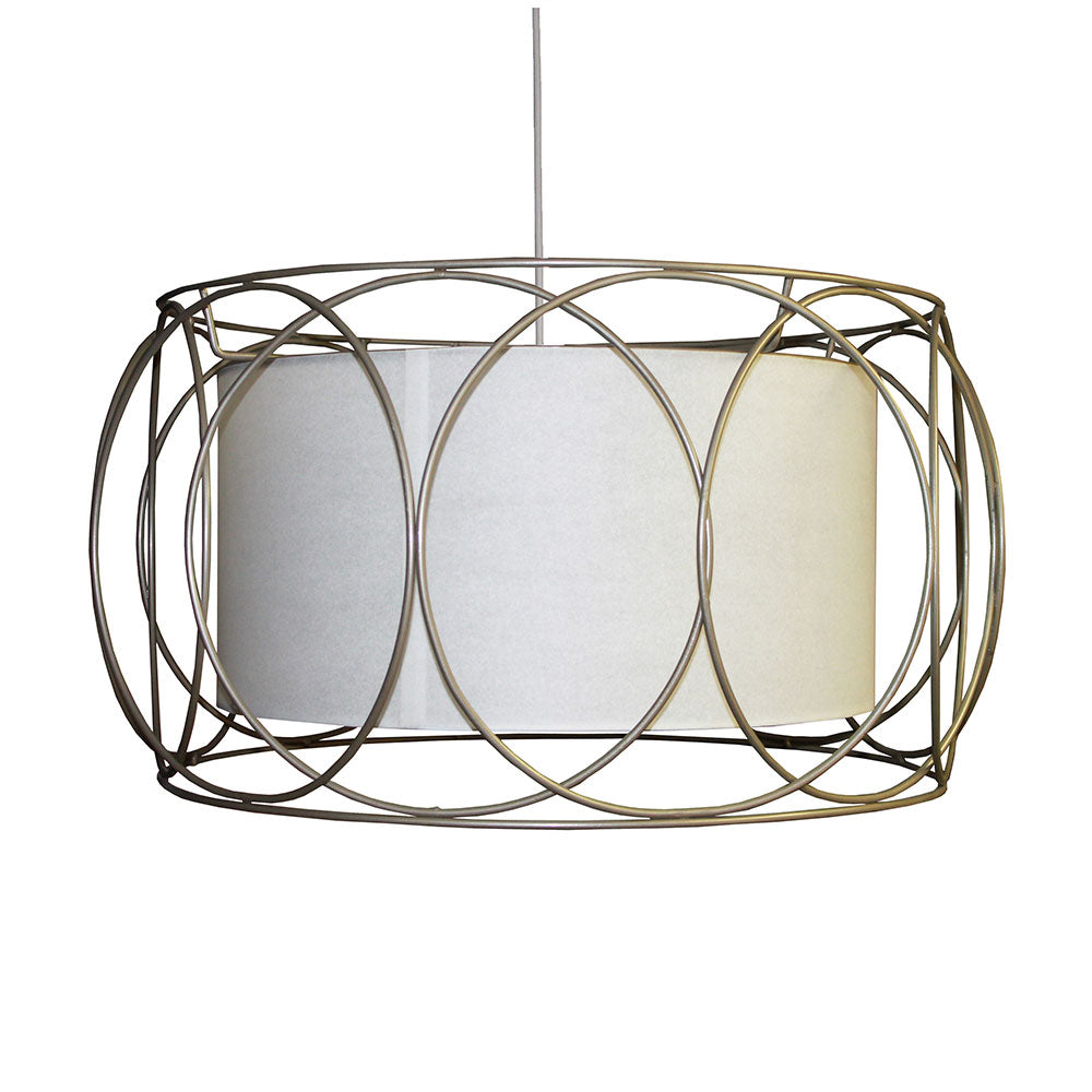 Wire World Ringed Bronze Frame Circlet Pendant - White