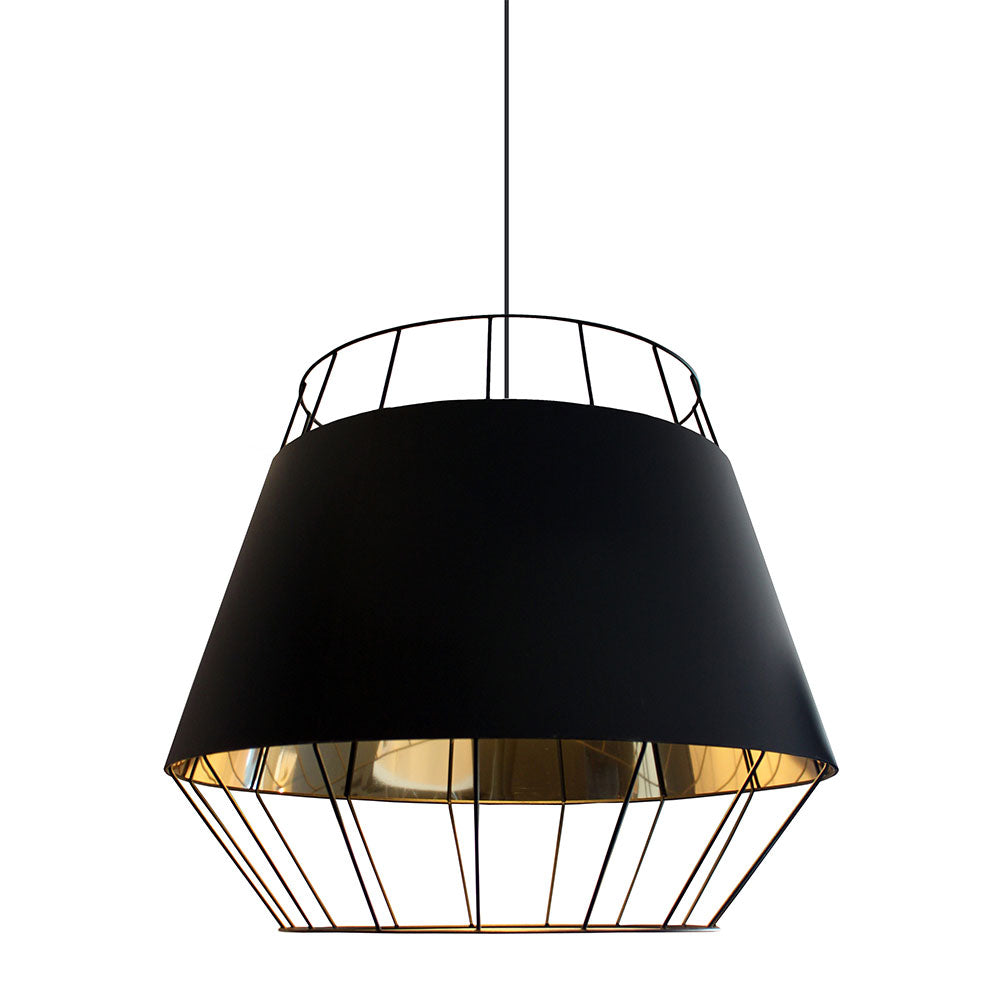 Wire World Madonna Wire and Parchment Pendant - Black and Gold